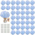 50PCS Blue Hydrangea Artificial Flowers with Stronger Bendable Stems in Blue