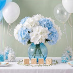 50PCS Blue Hydrangea Artificial Flowers with Stronger Bendable Stems in Blue, alternate view 6