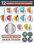 50PCs Cake Decorating Supplies Kit with 12" Aluminum Rotating Cake Turntable Stand, Professional Leveler, alternate view 4