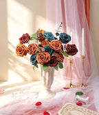 50pcs Orange-Blue Tones Foam Fake Roses with Stems Home Decor in Orange Blue Tones, alternate view 5