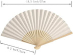 50pcs Paper Hand Fan with Organza Bags Bamboo Handheld Folding Fans DIY Decorative Wedding Party Favors (Cream), alternate