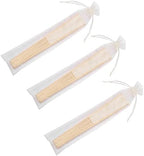 50pcs Paper Hand Fan with Organza Bags Bamboo Handheld Folding Fans DIY Decorative Wedding Party Favors (Cream), alternate