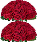 50Pcs Red Roses Artificial Flowers with Stems for Home Decor in Red
