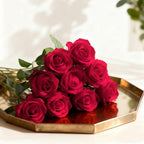 50Pcs Red Roses Artificial Flowers with Stems for Home Decor in Red, alternate view 2
