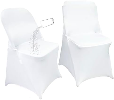 50PCS Spandex Folding Waterproof Chair Covers for Party, White New in White New