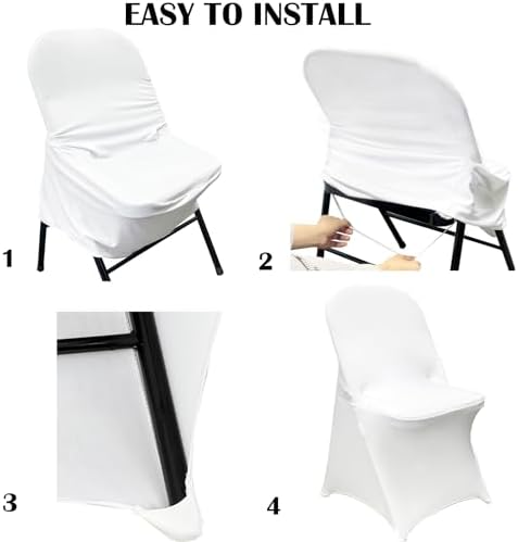 50PCS Spandex Folding Waterproof Chair Covers for Party, White New in White New, alternate view 6