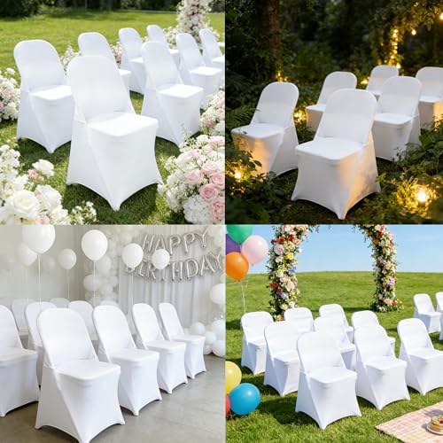 50PCS Spandex Folding Waterproof Chair Covers for Party, White New in White New, alternate view 7