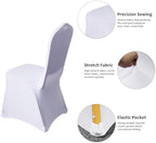 50Pcs White Washable Removable Universal for Wedding Party Dining Banquet Polyester Spandex Stretch Slipcovers, alternate