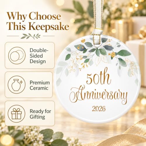 50th Wedding, Happy 50th Anniversary Ornament, alternate view 2