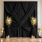 50x10 FT Black Backdrop Curtains for Weddings, Parties and Photo Booths in 50FT(W) x 10FT(H) in Black