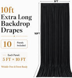 50x10 FT Black Backdrop Curtains for Weddings, Parties and Photo Booths in 50FT(W) x 10FT(H) in Black, alternate view 5