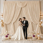 50x10 FT Champagne Backdrop Curtains for Weddings, Parties and Photo Booths in 50FT(W) x 10FT(H) in Champagne, alternate view