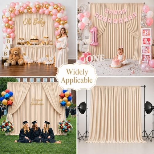 50x10 FT Champagne Backdrop Curtains for Weddings, Parties and Photo Booths in 50FT(W) x 10FT(H) in Champagne, alternate view