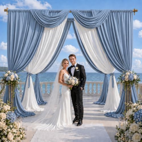 50x10 FT Dusty Blue Backdrop Curtains for Weddings, Parties and Photo Booth in 50FT(W) x 10FT(H) in Dusty Blue, alternate