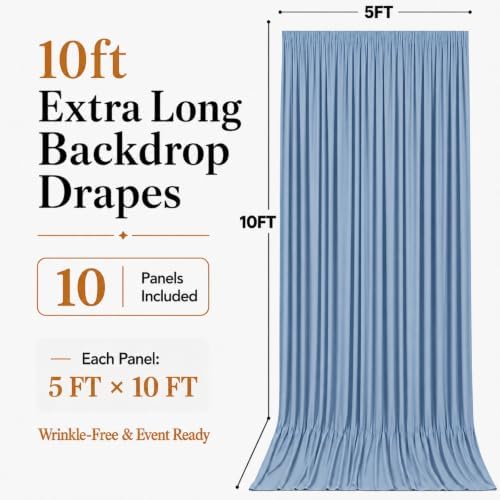 50x10 FT Dusty Blue Backdrop Curtains for Weddings, Parties and Photo Booth in 50FT(W) x 10FT(H) in Dusty Blue, alternate