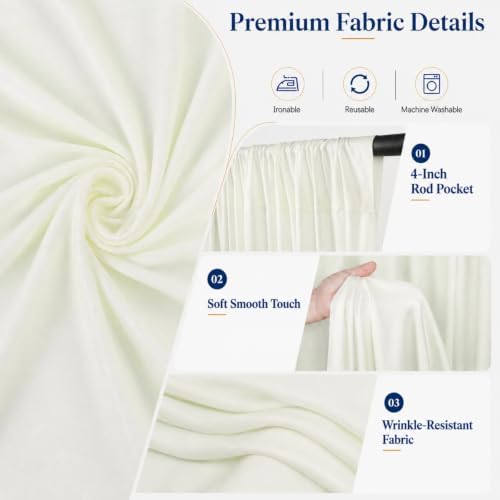 50x10 FT Ivory Backdrop Curtains for Weddings, Parties and Photo Booths in 50FT(W) x 10FT(H) in Ivory, alternate view 3