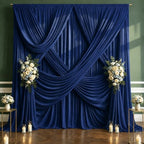 50x10 FT Navy Blue Backdrop Curtains for Weddings, Parties and Photo Booths in 50FT(W) x 10FT(H) in Navy Blue