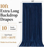 50x10 FT Navy Blue Backdrop Curtains for Weddings, Parties and Photo Booths in 50FT(W) x 10FT(H) in Navy Blue, alternate view