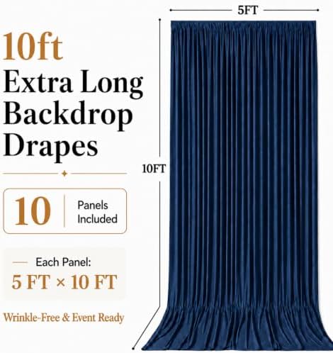 50x10 FT Navy Blue Backdrop Curtains for Weddings, Parties and Photo Booths in 50FT(W) x 10FT(H) in Navy Blue, alternate view