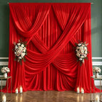 50x10 FT Red Backdrop Curtains for Weddings, Parties and Photo Booths in 50FT(W) x 10FT(H) in Red
