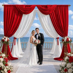 50x10 FT Red Backdrop Curtains for Weddings, Parties and Photo Booths in 50FT(W) x 10FT(H) in Red, alternate view 2