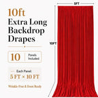 50x10 FT Red Backdrop Curtains for Weddings, Parties and Photo Booths in 50FT(W) x 10FT(H) in Red, alternate view 5