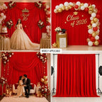 50x10 FT Red Backdrop Curtains for Weddings, Parties and Photo Booths in 50FT(W) x 10FT(H) in Red, alternate view 6