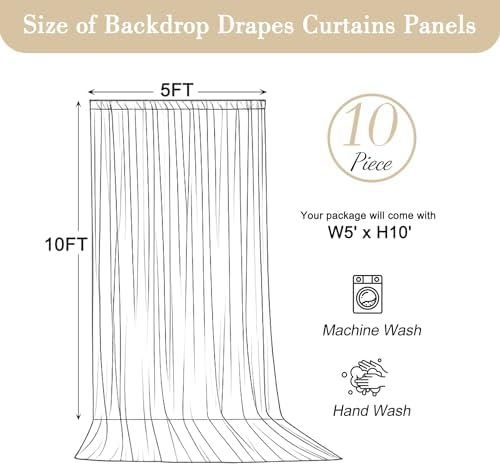 50x10ft Beige Backdrop Curtain for Parties Wrinkle Free Fabric Backdrop Curtain Wedding Photo Backdrop Drapes, alternate view