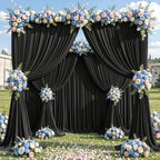 50x10ft Black Backdrop Curtain Panels for Parties - Wrinkle Free Polyester Photo Curtain Backdrop Wedding Back