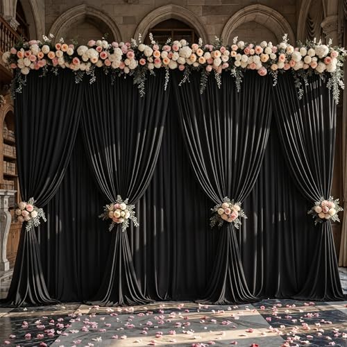 50x10ft Black Backdrop Curtain Panels for Parties - Wrinkle Free Polyester Photo Curtain Backdrop Wedding Back, alternate