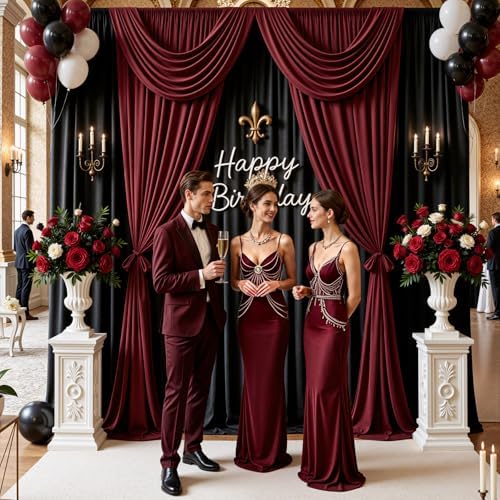 50x10ft Black Backdrop Curtains for Parties, 10 Panels 5x10ft Wrinkle-Free Polyester Background Curtains for, alternate view