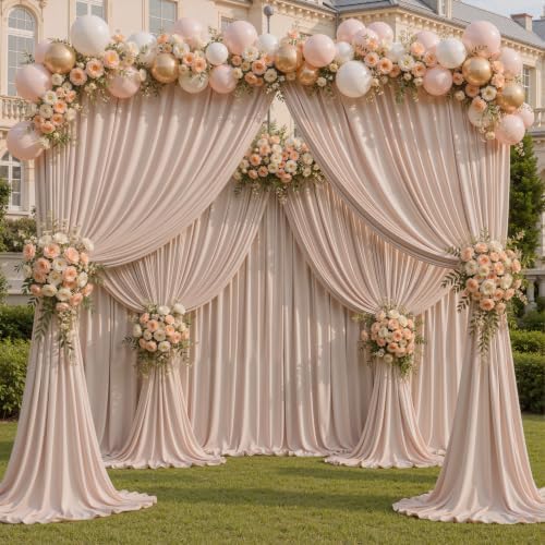 50x10ft Blush Nude Backdrop Curtain Panels for Parties - Wrinkle Free Polyester Photo Curtain Backdrop Wedding