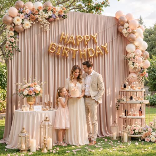 50x10ft Blush Nude Backdrop Curtain Panels for Parties - Wrinkle Free Polyester Photo Curtain Backdrop Wedding, alternate