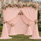 50x10ft Blush Pink Backdrop Curtain Panels for Parties - Wrinkle Free Polyester Photo Curtain Backdrop Wedding