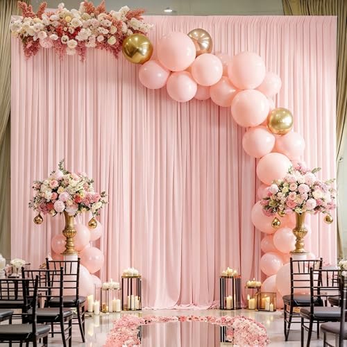 50x10ft Blush Pink Backdrop Curtain Panels for Parties - Wrinkle Free Polyester Photo Curtain Backdrop Wedding, alternate