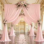 50x10ft Blush Pink Backdrop Curtain Panels for Parties - Wrinkle Free Polyester Photo Curtain Backdrop Wedding, alternate