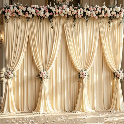 50x10ft Champagne Backdrop Curtain Panels for Parties - Wrinkle Free Polyester Photo Curtain Backdrop Wedding, alternate view