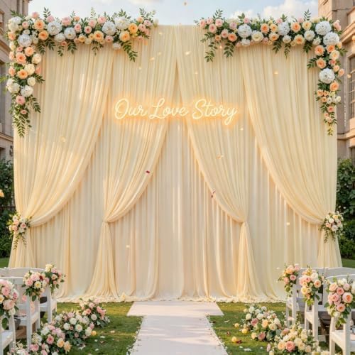 50x10ft Champagne Backdrop Curtain Panels for Parties - Wrinkle Free Polyester Photo Curtain Backdrop Wedding, alternate view