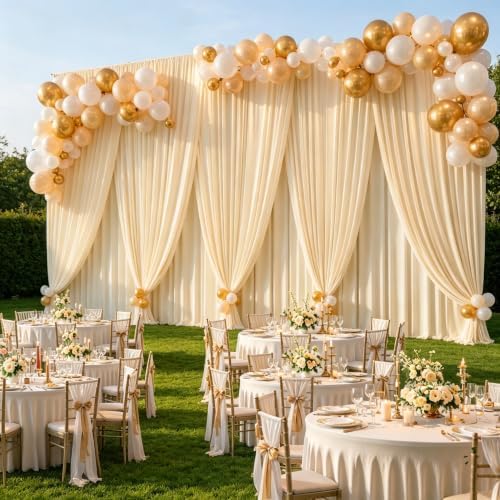 50x10ft Champagne Backdrop Curtain Panels for Parties - Wrinkle Free Polyester Photo Curtain Backdrop Wedding, alternate view