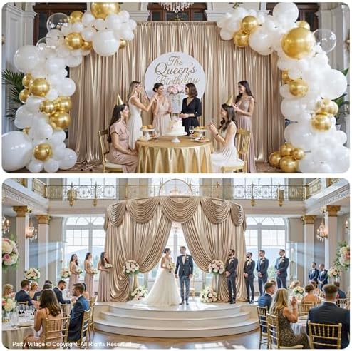 50x10FT Champagne Sequin Backdrop Curtains Wrinkle Free Drapes for Wedding in 50x10FT, alternate view 3