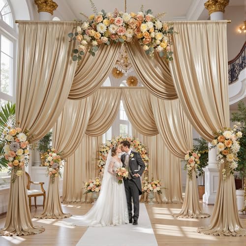 50x10FT Champagne Sequin Backdrop Curtains Wrinkle Free Drapes for Wedding in 50x10FT, alternate view 5
