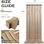 50x10FT Champagne Sequin Backdrop Curtains Wrinkle Free Drapes for Wedding in 50x10FT, alternate view 6