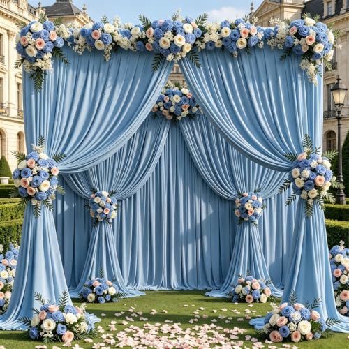 50x10ft Dusty Blue Backdrop Curtain Panels for Parties - Wrinkle Free Polyester Photo Curtain Backdrop Wedding