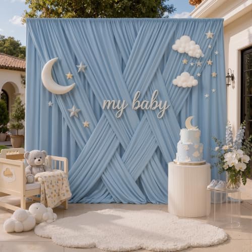 50x10FT Dusty Blue Backdrop Curtains, Polyester Drape for Parties in 50x10FT, alternate view 2