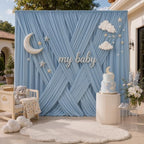 50x10FT Dusty Blue Backdrop Curtains, Polyester Drape for Parties in 50x10FT, alternate view 2