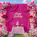 50x10ft Hot Pink Backdrop Curtain for Parties Fuchsia Wrinkle Free Fabric Backdrop Curtain Wedding Photo, alternate view 3