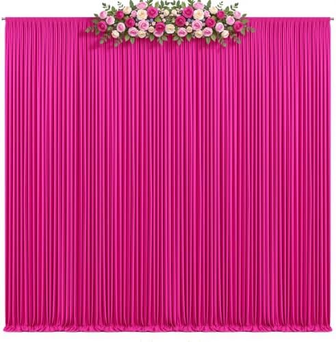 50x10ft Hot Pink Backdrop Curtain for Parties Fuchsia Wrinkle Free Fabric Backdrop Curtain Wedding Photo, alternate view 7