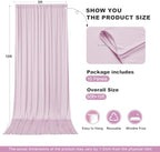 50x10ft Light Pink Backdrop Curtains for Parties, 10 Panels 5x10ft Wrinkle-Free Polyester Background Curtains, alternate view