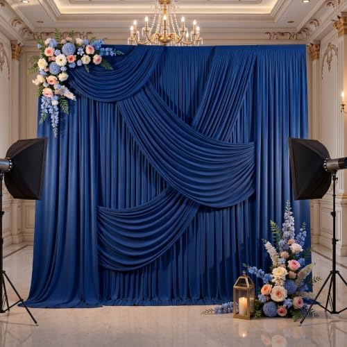 50x10FT Navy Blue Backdrop Curtains for Parties, 10 Panels Wrinkle-Free Photo Backdrop Drapes, Thickened, alternate view 4