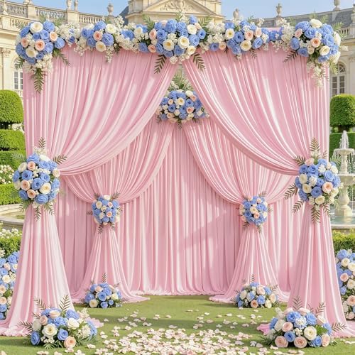 50x10ft Pink Backdrop Curtain Panels for Parties - Wrinkle Free Polyester Photo Curtain Backdrop Wedding Back